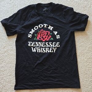 Chris Stapleton "Smooth As Tennessee Whiskey" Black Tee with Red Rose